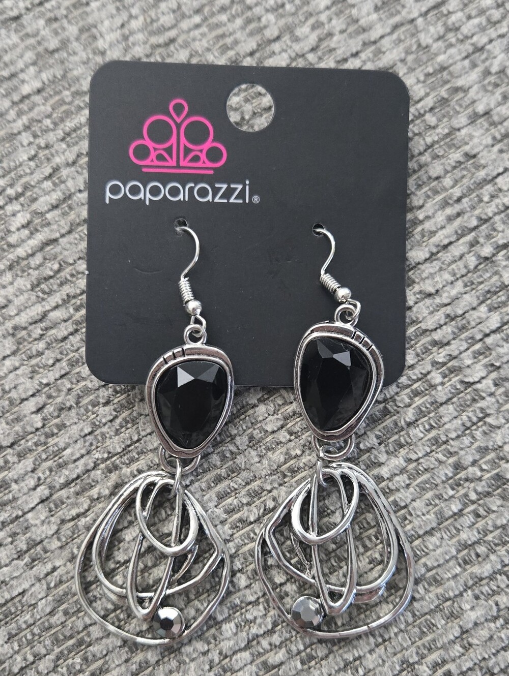 Paparazzi Earrings Black Hematite Abstract Dangling Earrings